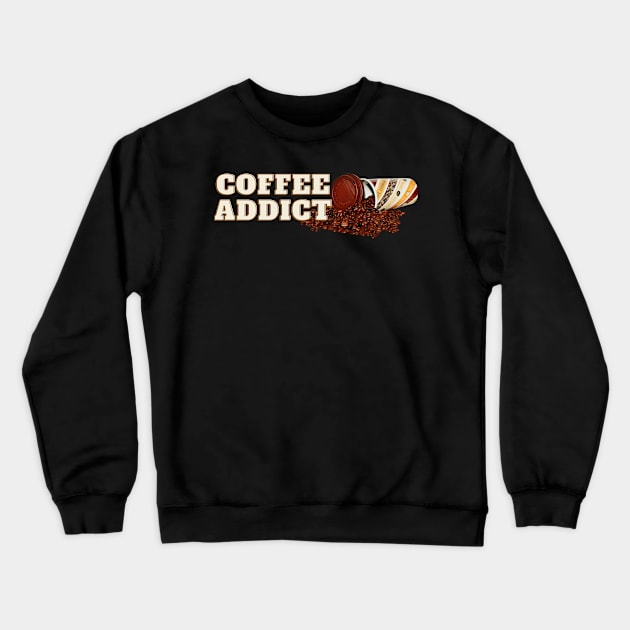 Kaffee Addict Espresso Bohnen Lustig Crewneck Sweatshirt by Maggini Art